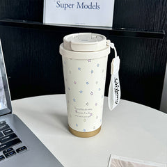 YICKYUE  -  Kawaii Star Thermal Water Bottle With Filter Straw Cute Coffee Tumbler Cups Stainless Steel Girl Thermos Cup For Hot Cold Drinks