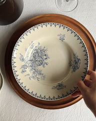 Antique Blue Floral Soup Plate