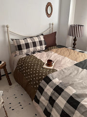 Parisian Mixed Sle 4-Piece Bedding Set Vintage Pure Cotton Combed Cotton Bedding Kit Bed Canopy Design Skin-Friendly