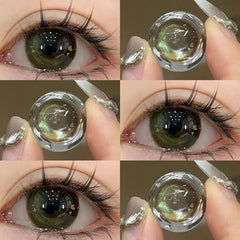 YICKYUE  -  2pcs Color Contact Lenses With Myopia Diopter-0.00~ -8.00 Blue Nature Beauty Pupil Makeup Green Eye Free Shipping