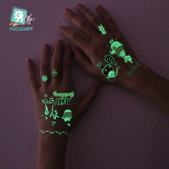 Christmas Set Luminous Tattoo Luminous Christmas Tree Old Man Temporary Tattoo Wrist Arm Leg Tattoo Sticker Body Art Sticker