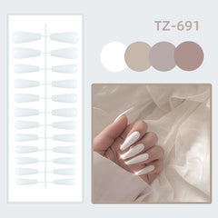 24pcs Solid Color Glossy Long Coffin False Nail Ballet Press on Nails Tips for Nails Art Artificial Fingernail Without Box