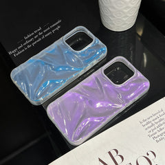 YICKYUE  -  3D Blue light Color Water Ripple Pattern Phone Case For iPhone 16 15 14 13 12 11 Pro Max 15pro Soft Shockproof Back Cover Girls