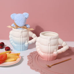 YICKYUE  -  400ML Creative Down Jacket Ceramic Coffee Mug Breakfast Cup Porcelain Drink Mugs For Beer Milk Tea Water Couple Cups