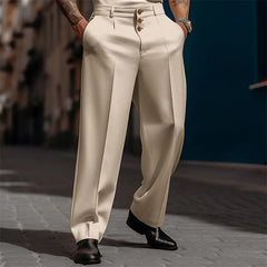Hearujoy Fashion Men Casual Suit Pants Multiple buttons Mid Waist Loose Straight Trousers Spring Summer Business Soild Pant Oversized