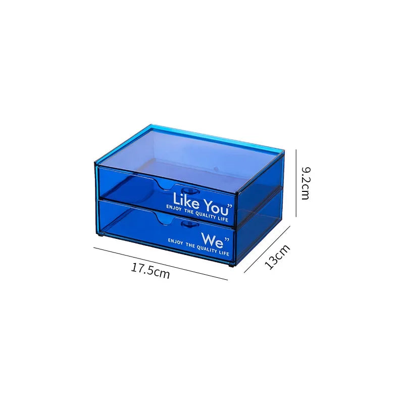 YICKYUE  -  New Desktop Transparent Drawer Storage Box File Storage Box Bedroom Study Superimposed Combination Storage Cabinet Home Office