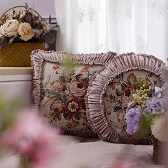 Yickyue French Retro Pillowcase Plush Light Luxury Sofa Decoration Cushion Home Pink Romantic Soft European Bedside Pillow with Core