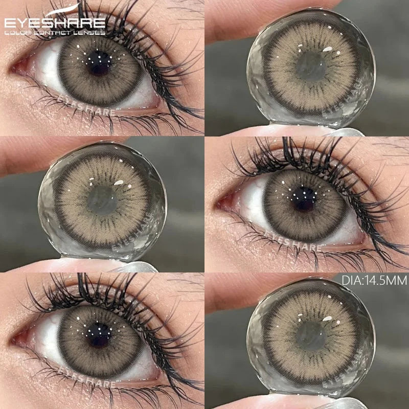YICKYUE  1 Pair Colored Contact Lenses for Eyes Black Big Lens Gray Pupils Lenses Brown Lenses Fashion Eye Contacts Yearly