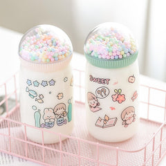Transparent Glass Water Bottle with Lid Straw  Frosted Milk Cup Coffee Mug Cute Korean ins Student Adult Tour Drinking Bottle