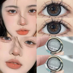 YICKYUE  -  2pcs Contact Lenses for Eyes Natural Beauty Pupil with Myopia Prescription Blue Lenses Soft Round Lens Color Cosmetics