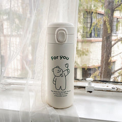 Ins Large Capacity Stainless Steel Korean Simple Cute Cup High Face Value Student Heart Insulation Cup Girl Portable Coffee Cup