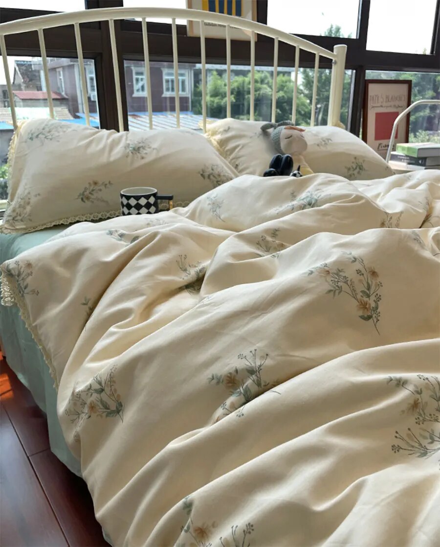 YICKYUE  -  Elegant fairyfair pastoral bedding set,twin full queen king rustic floral cotton home textile bed sheet pillow case quilt cover