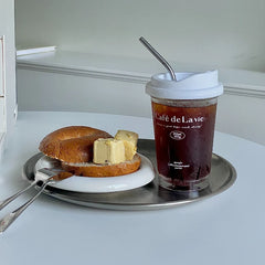 YICKYUE  -  Korean White Letter Coffee Cup Transparent Plastic Water Cup Accompanying Car Cup Coffee Mug Drinking Glasses