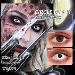 YICKYUE  Cosplay Color Contact Lenses 1Pair Yearly Anime Small Pupil Color Contacts Block Blind Black & White Lens for Parties