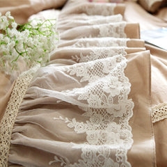 Luxury Embroidery Wedding Bedding Set Lace Ruffle Duvet Cover Elegant Bed Sheet Bedspread Romantic Bedroom Decoration Beddings