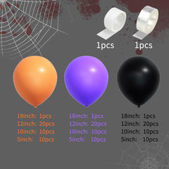 YICKYUE  -  Halloween Party Balloons Garland Arch Kit Black Purple Orange 125pcs Latex Balloon for Halloween Theme Birthday Party Decoration