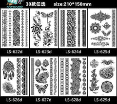Black Lace Waterproof Temporary Tattoo Sticke Sexy Thigh Sticker Body Art Fake Tattoo Arm Sticker Female