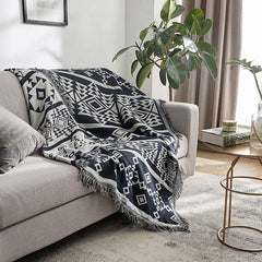 Europe Style Sofa Throw Blanket Cotton Thread Knitted Blanket With Tassel Geometry Bohemian Sofa Cover Bed Blanket 2 side Print