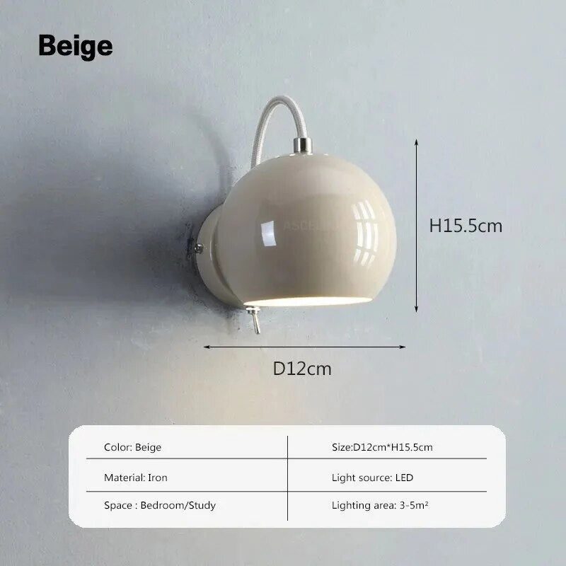 Yickyue Nordic LED Wall Lamp Minimalist Iron Art Rotatable Wall Sconces Bedroom Living Room Study Home Decorative Lighting Luminaires