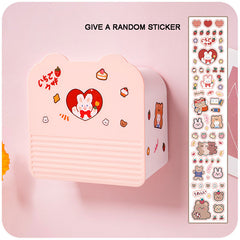 W&G Kawaii Storage Organizer Adhesive Large Storage Box Sanitary Napkin Cosmetics Organizer Decorative Box Bathroom Accessories