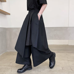 Hearujoy Japan Style Mens Irregular Pants Trendy Ins Wind Ribbon Swordsman Skirt Trousers Spring Summer Fashion Loose Ankle-Length Pants