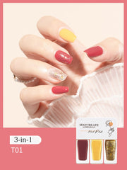 3-in-1 No-bake Gel Nail Polish Long-lasting Quick-drying Non-toxic Peelable Nail Polish Combination For Nail Art Coat Manicure