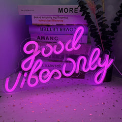 Good Vibes Only Neon Sign Light USB Powered Transparent Flex Backboard Party Home Decor Led Night Light Neon Sign Lamp for Bar