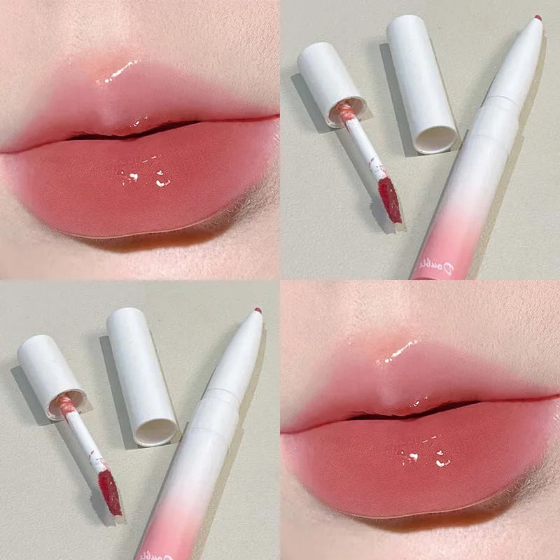 YICKYUE  -  Double-Headed Lip Pencil Watery Lip Gloss Multi-function Transparent Lipstick Pencil Moisturising Natural Silly Lip Glaze Stick
