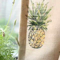 Yaapeet Short Curtain For Kitchen Door Half Cortinas Mediterranean American Style Fresh Pineapple Print Cotton Slub Rideau Deco