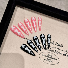 YICKYUE  -  10pcs Halloween Press on Nails Short Square Pumpkins Skeletons Fake Nails with Glue Cute Funny False Nails Full Cover Nail Tips
