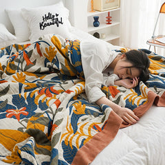 Yickyue Nordic Throw Blanket Cotton Gauze Sofa Towel Adult Summer Blanket Office Nap Air Conditioning Blanket King Size Bedspread