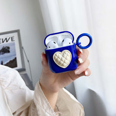 3d heart blue black silicone soft earphone protective cover for apple airpods pro 1 2 3 wireless bluetooth charging box love