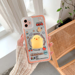 Peach chicken 3d soft silicone phone case for iphone x xr xs max 8 11 pro max 7 plus 12 mini cute cartoon protective cover capa