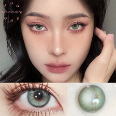 YICKYUE  Elsa Green Contact Lenses for Eyes Natural Yearly Contact Lens Big Beauty Pupil Degrees Prescription Myopia