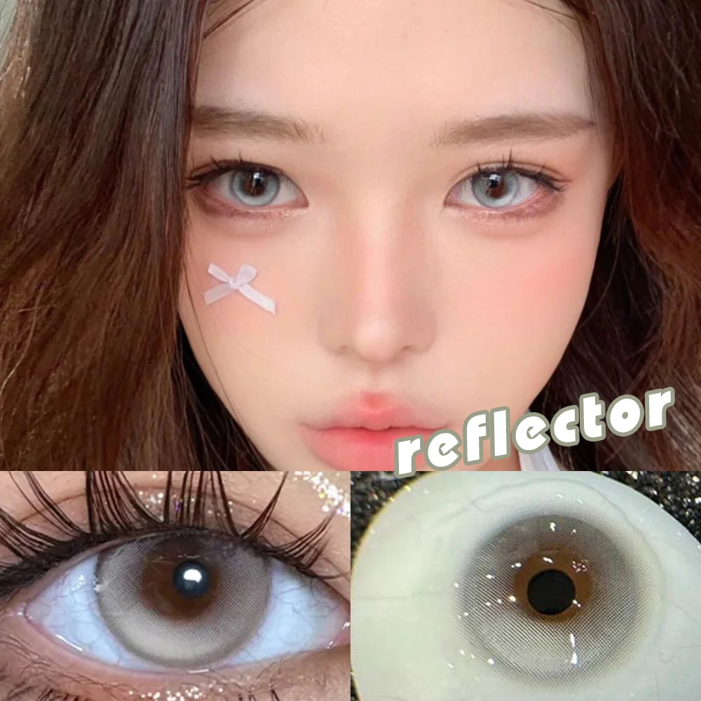 YICKYUE  2pcs 1pair Cyber Series Halloween Colored Contact Lenses for Makeup Eyes Big Pupils Red Contact Lenses Brown Lens Myopia