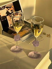 YICKYUE  -  Transparent High Borosilicate Glass Champagne Glasses, Hydrangea Flower Glass, Creative Ins, Korean Style, Ins