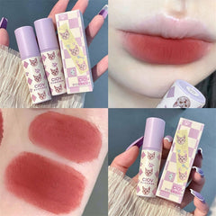 Yickyue 1pc Taro Purple Tube Matte Lipstick Nude Velvet Lipgloss Lip Tint Cream Long Lasting Non-stick Cup Lip Makeup Pigment Cosmetics