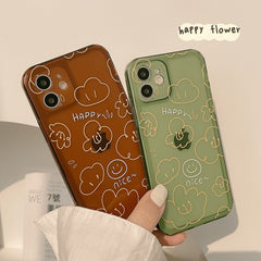 Happy flower phone case for iphone 7 8 plus x xr xs max 11 12 mini pro max se 2020 couples soft silicone protective cover capa