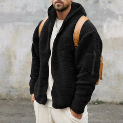 Hearujoy New Men's Hooded Jacket Autumn Winter Solid Polar Fleece Warm Long Sleeve Casual Loose Coat  Fashion Hoodies Outerwear For Men