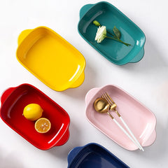 MDZF SWEETHOME Ceramic Baking Disher Rectangular Bakeware Pan Baking Dish For Cooking Meat Fruit Snacks Plate Kitchen Utensils