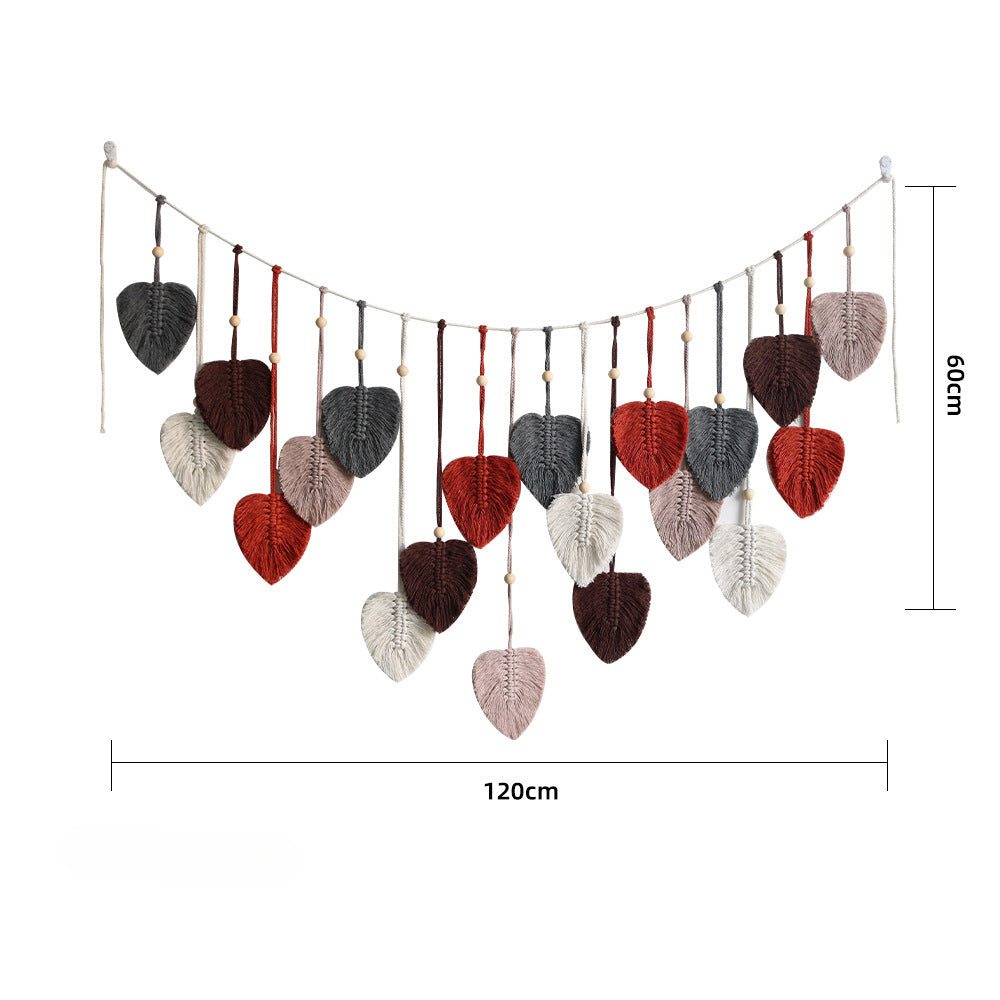 YICKYUE  -  Handmade Woven Leaf Tapestry INS Nordic Style Wall Decoration Fun Clip Photo Background Home Bedroom Tassel Wall Decoration