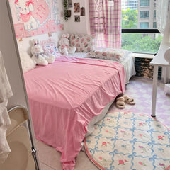 YICKYUE  -  Round Cashmere Non-Slip Blanket Rugs, Cartoon Bow, Home Living Room, Sofa, Bedroom, Tatami, Bedside Blanket