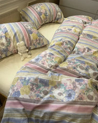 YICKYUE  -  French vintage pastoral flower bedding set girl,twin full queen king retro cotton home textile bed sheet pillow case quilt cover