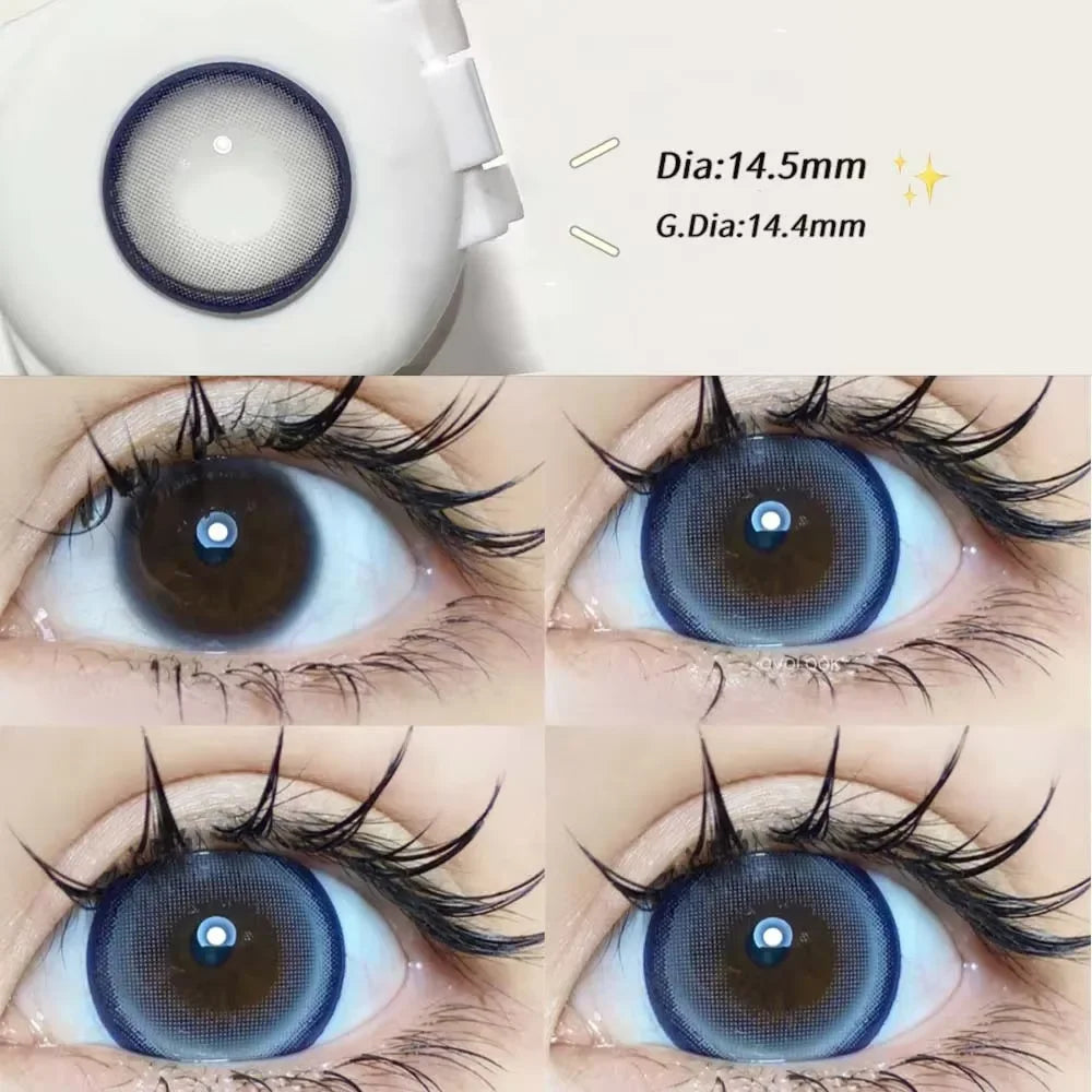 YICKYUE   -  2PCS/Pair Big Lenses Pearl Series Color Contact Lenses For Eyes Blue Purple Pink Black Gray Beauty Pupils 14.5mm Lenses