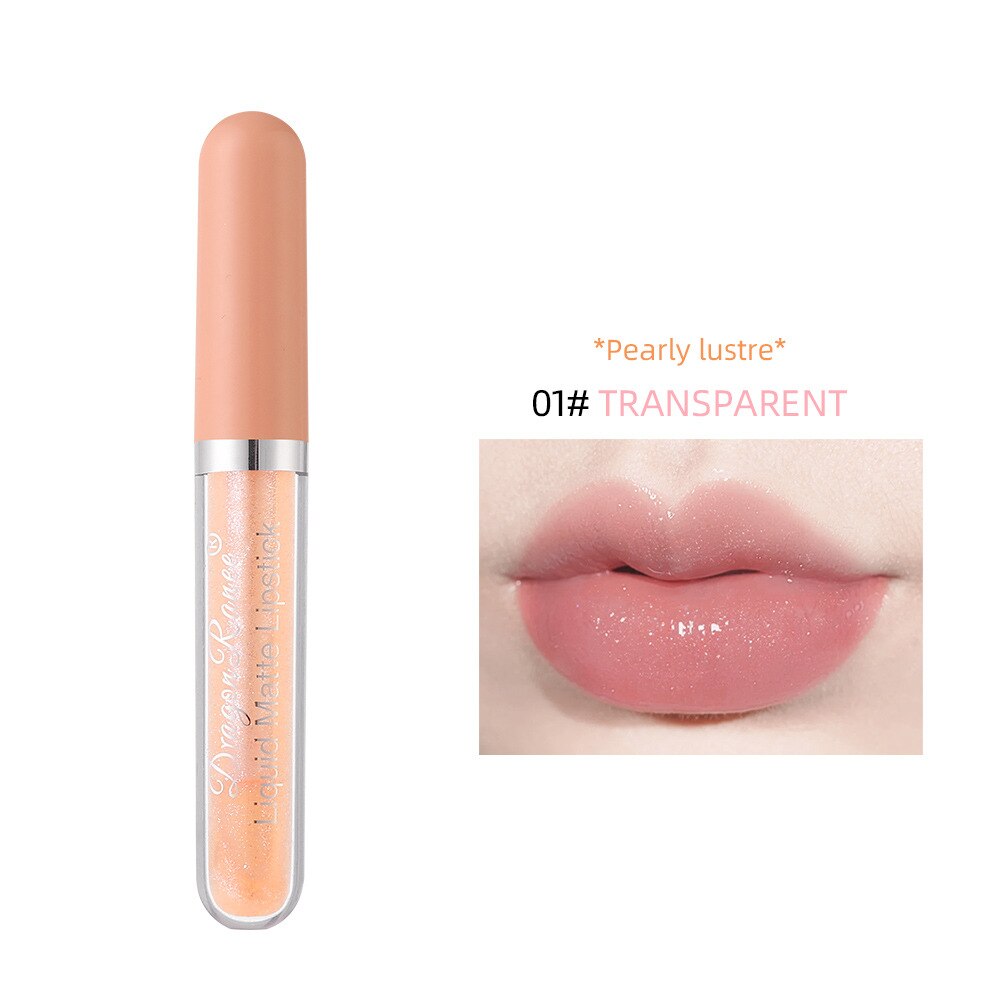 12 Color Liquid Lipstick Long Lasting Waterproof Lip Tint Lip Glaze Moisturizing Non-Stick Cup Clear Lip Gloss Nude Lip Makeup