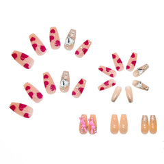 YICKYUE  -  24pcs Kawaii Press on Nails  Long Ballet False Nails with Design Rabbit Natural  Artificial Fake Nail Art Tip with Glue