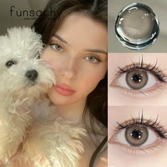 YICKYUE  -  2PCS Natural Color Contact Lenses for Eyes with Diopter Myopia Yearly Use green Beauty Pupils grey colorcon Nature Lens