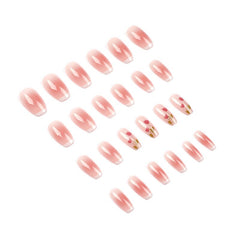 PinkTulips Square Head Gradient Seamless Artificial Nail Patch Wearing Armor Removable Coffin Ballerina Press On Fake Nails Tips