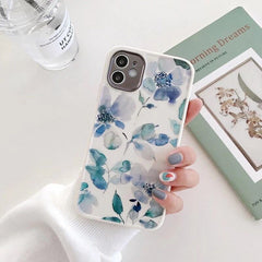 Luxury Flower Phone Case For iPhone 11 12 Pro Max X XR XS Max 7 8 Plus Mini Soft TPU Shockproof Back Cover Coque