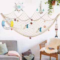 Mediterranean Fishing Net Nautical Home Decor Seashell Anchor Decor Sea Decoration Photo Props Big Fishing Net Shell Wall Art